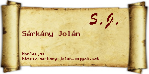 Sárkány Jolán névjegykártya